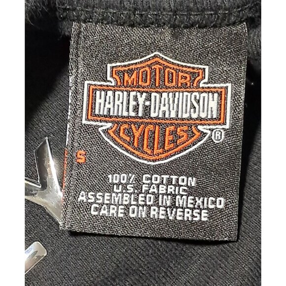 Harley Davidson Shirt Chrome Spellout Womens S Long Sleeve Black V-Neck Virginia - Picture 2 of 7